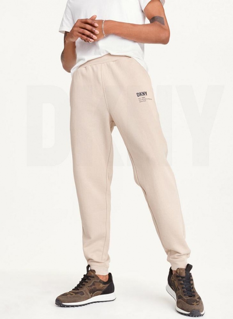 Khaki Men\'s DKNY Logo Pants | Australia-D0623
