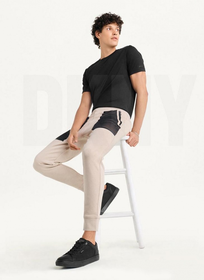 Khaki Men's DKNY Mesh Pocket Logo Pants | Australia-D0478