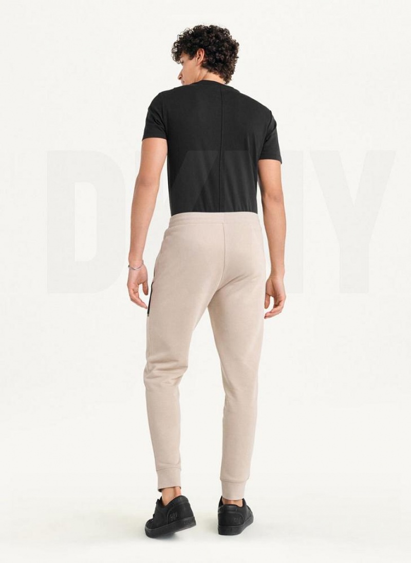 Khaki Men's DKNY Mesh Pocket Logo Pants | Australia-D0478