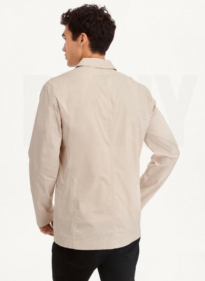 Khaki Men's DKNY Poplin Blazers | Australia-D0672