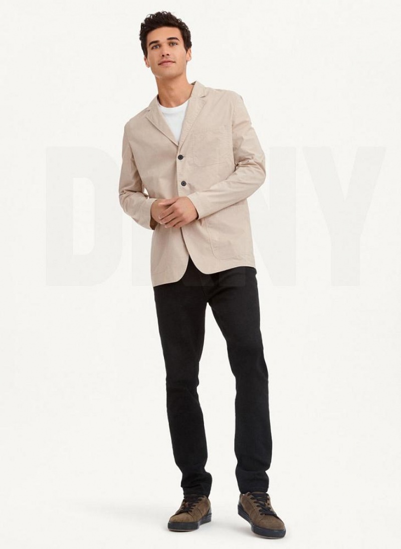 Khaki Men's DKNY Poplin Blazers | Australia-D0672