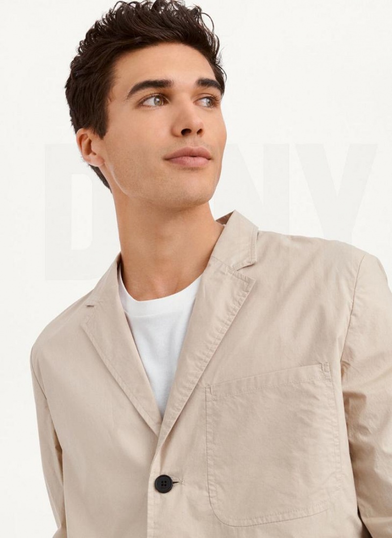 Khaki Men's DKNY Poplin Blazers | Australia-D0672