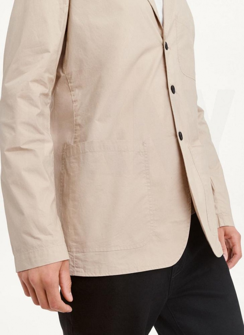 Khaki Men's DKNY Poplin Blazers | Australia-D0672