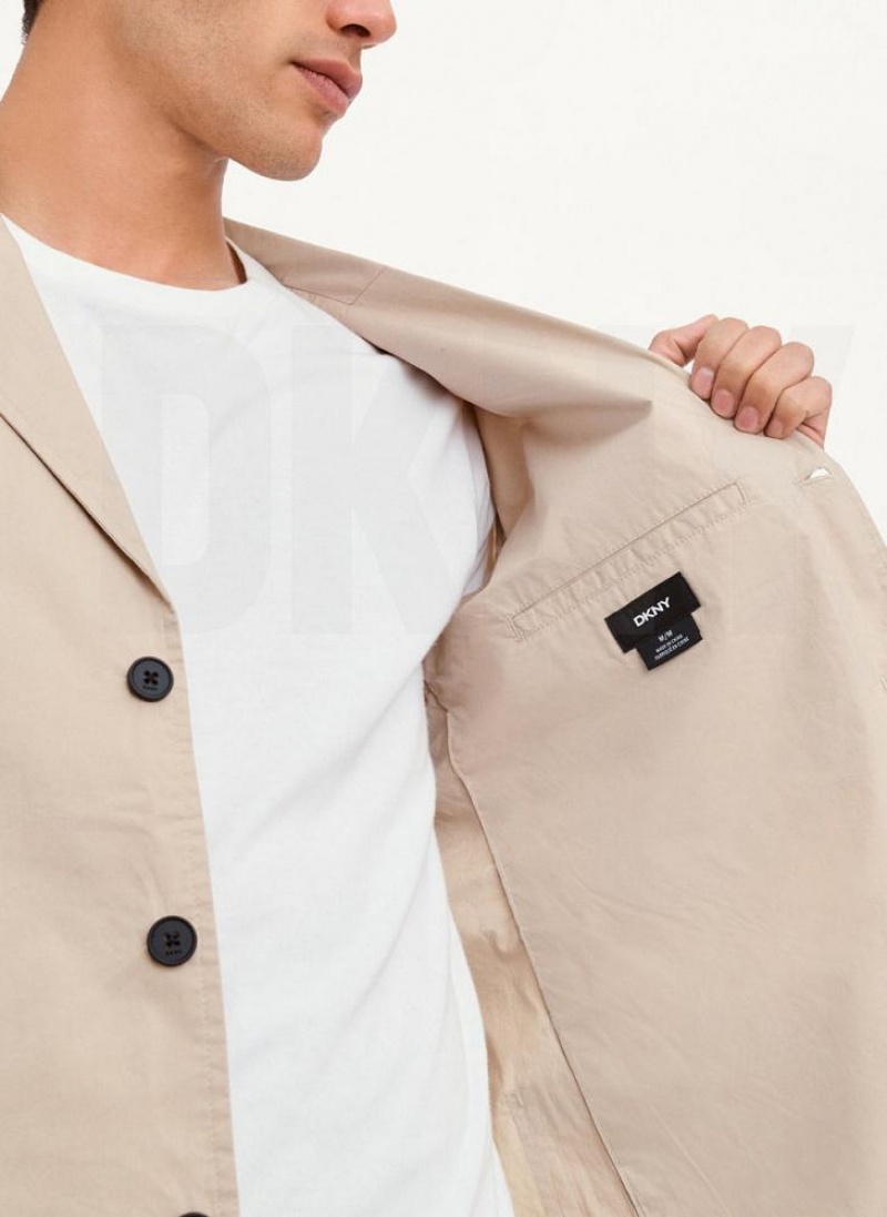 Khaki Men's DKNY Poplin Blazers | Australia-D0672