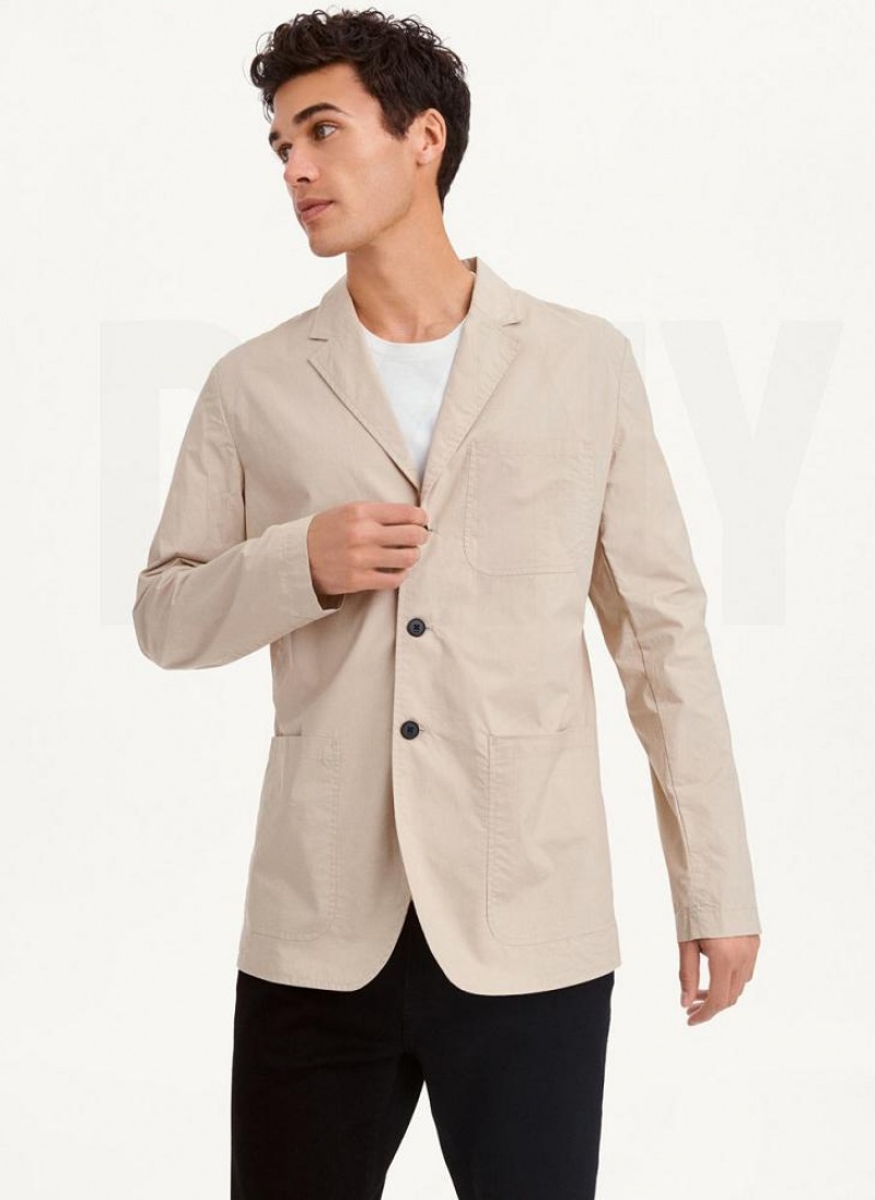 Khaki Men\'s DKNY Poplin Blazers | Australia-D0672