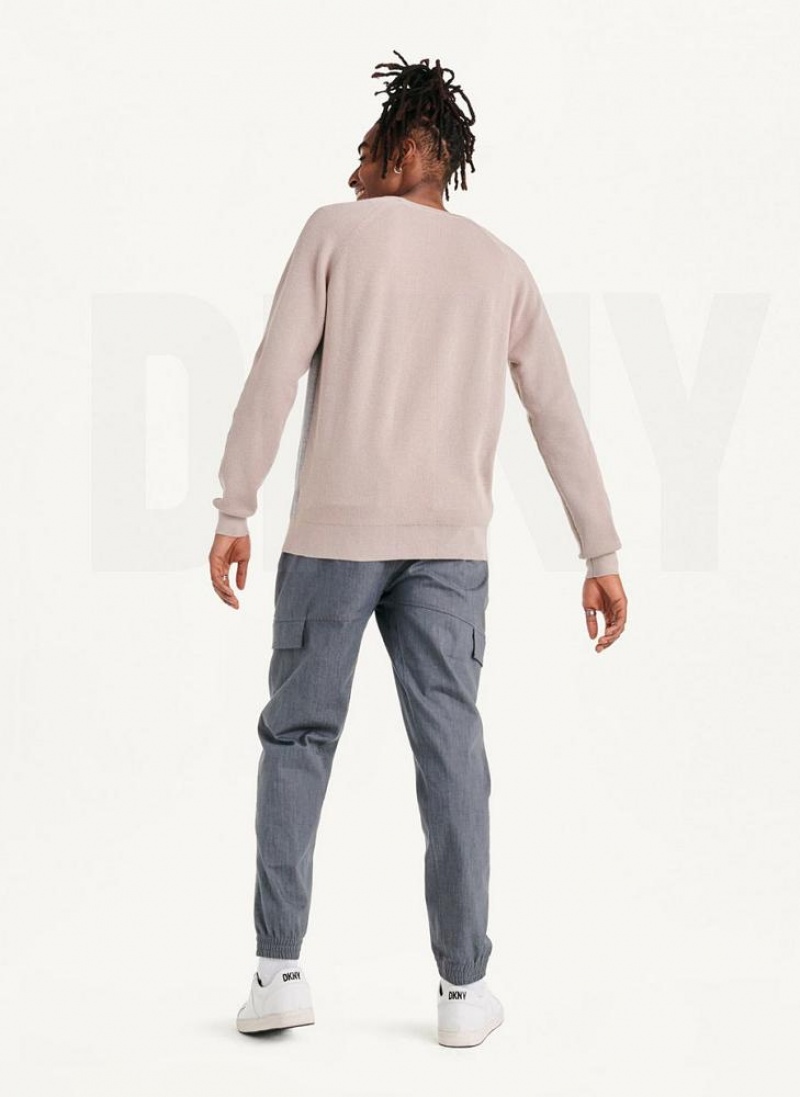 Khaki Men's DKNY Raglan Crew Sweaters | Australia-D1246