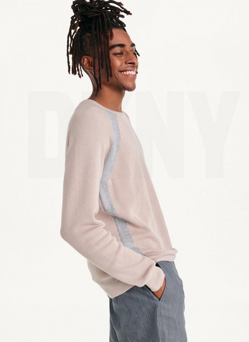 Khaki Men's DKNY Raglan Crew Sweaters | Australia-D1246