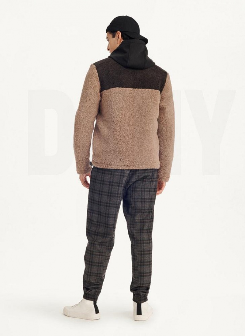 Khaki Men's DKNY Sherpa Full Zip Jackets | Australia-D0926