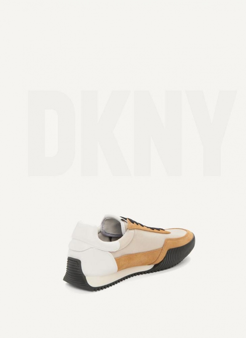 Khaki Men's DKNY Side Logo Sneakers | Australia-D0190