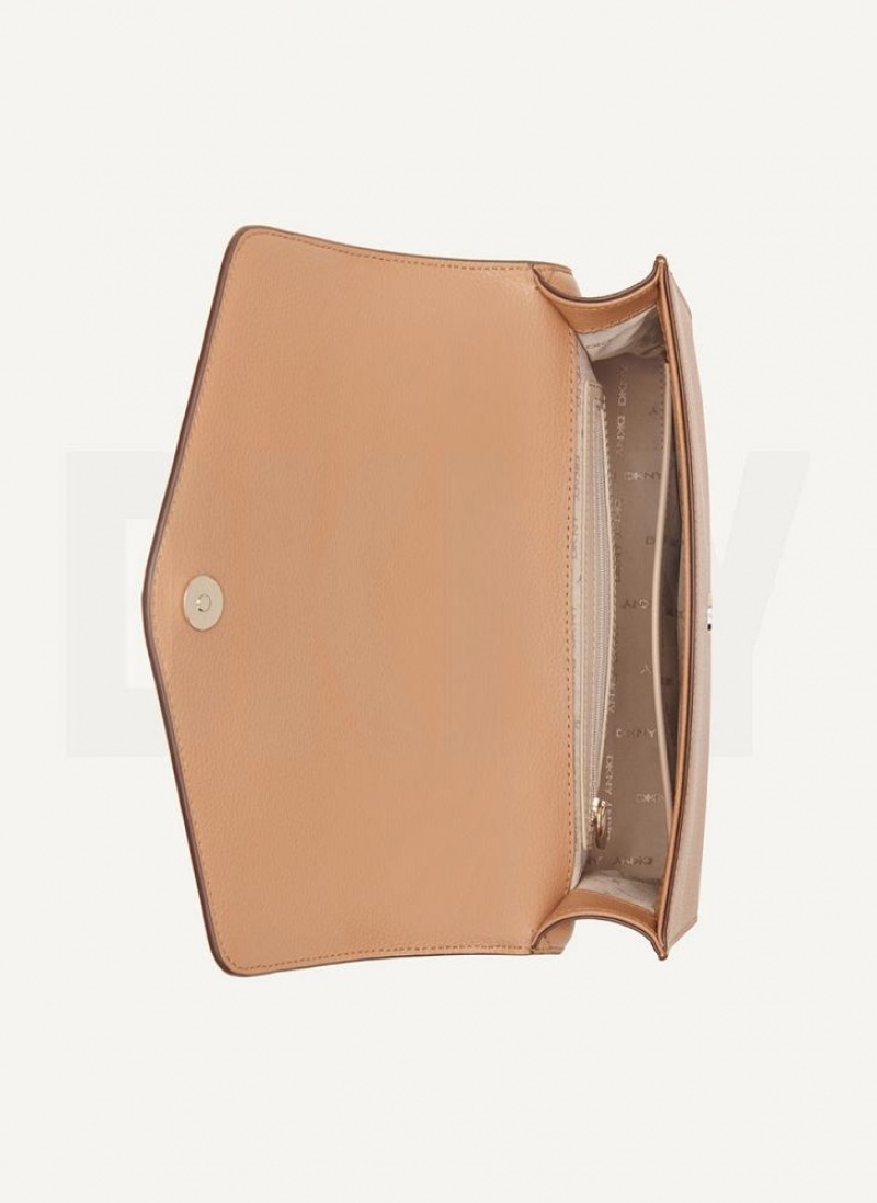 Khaki Women's DKNY Ella Large Flap Shoulder Bags | Australia-D1621
