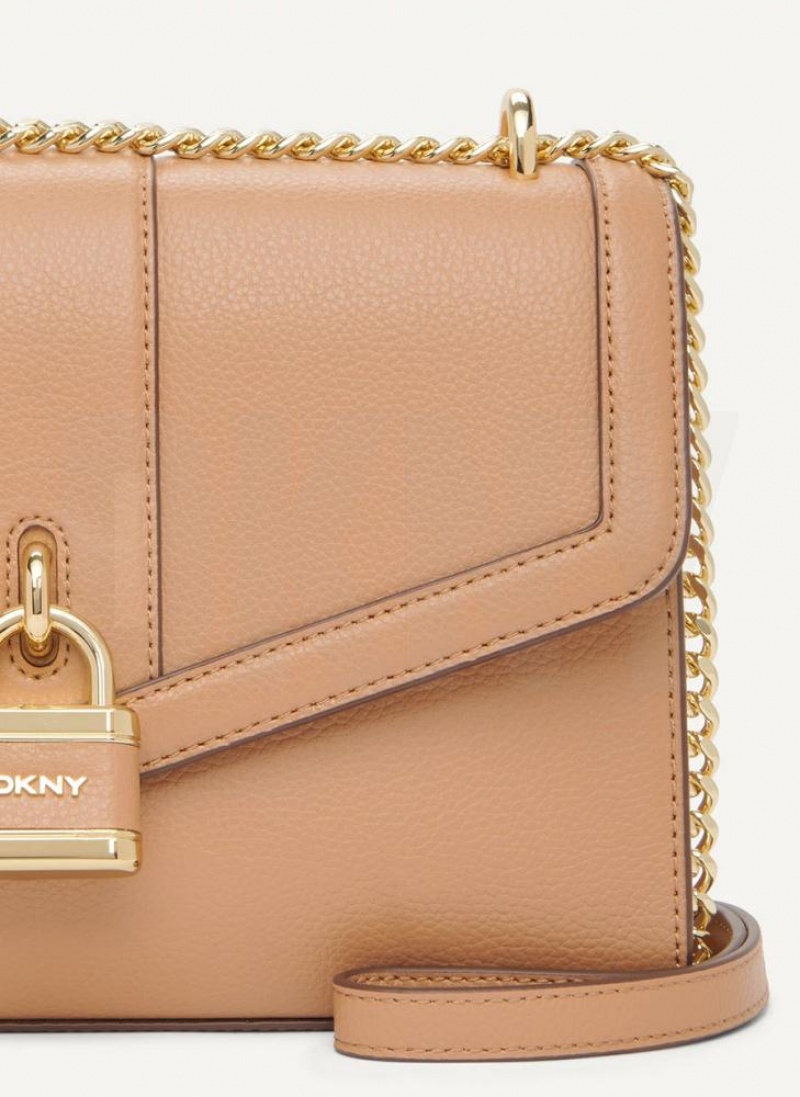 Khaki Women's DKNY Ella Large Flap Shoulder Bags | Australia-D1621