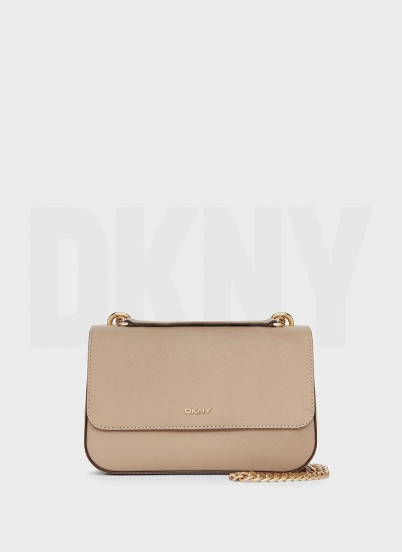 Khaki Women's DKNY Sina Flap Shoulder Bags | Australia-D0461