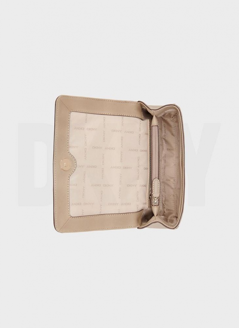 Khaki Women's DKNY Sina Flap Shoulder Bags | Australia-D0461
