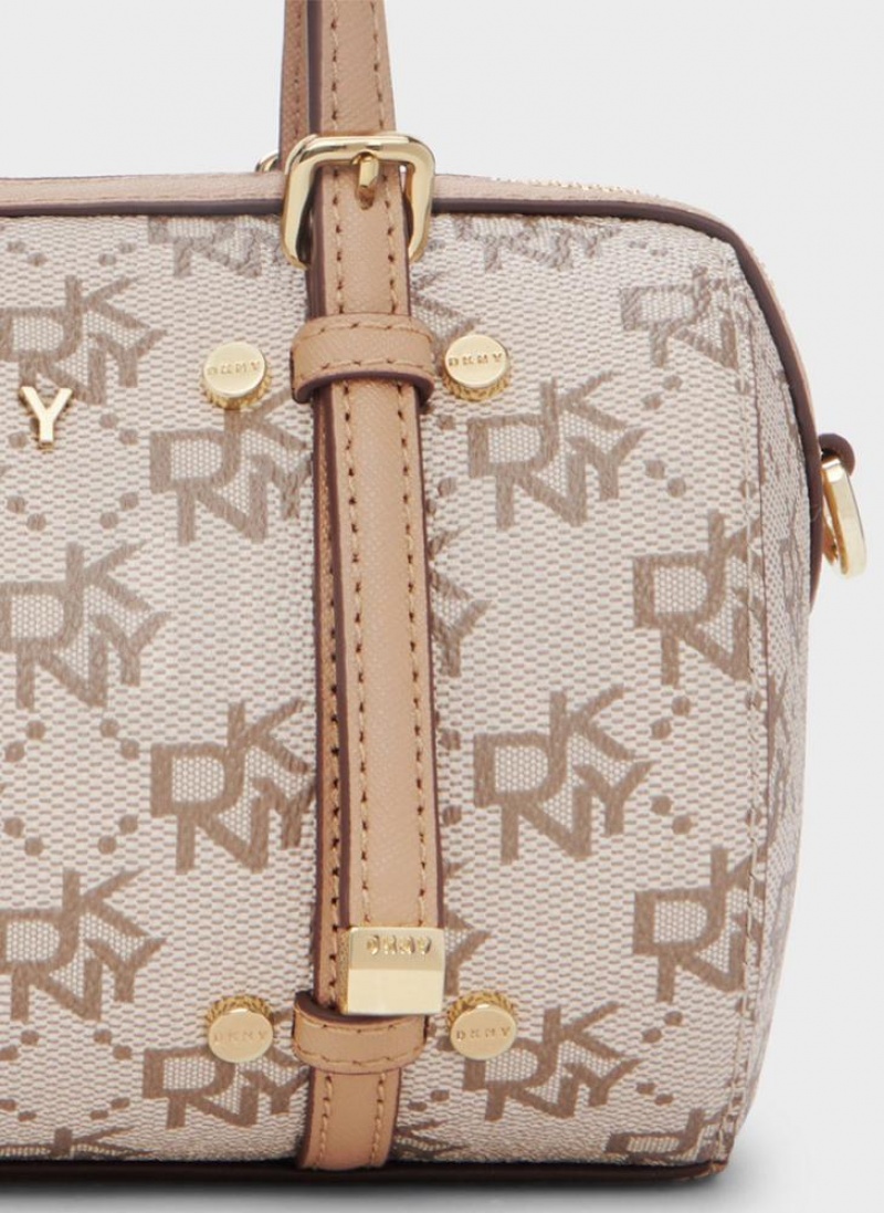 Khaki / Brown Women's DKNY Bo Town & Country Mini Duffle Crossbody Bags | Australia-D1770