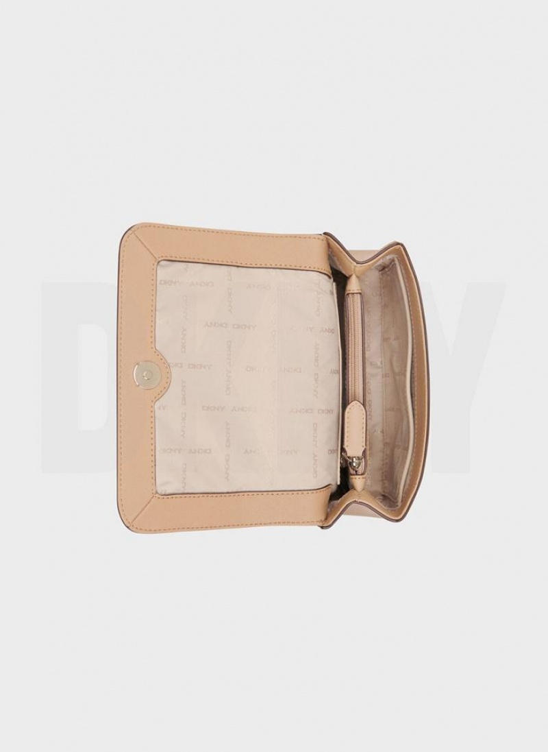 Khaki / Brown Women's DKNY Sina Flap Shoulder Bags | Australia-D0183