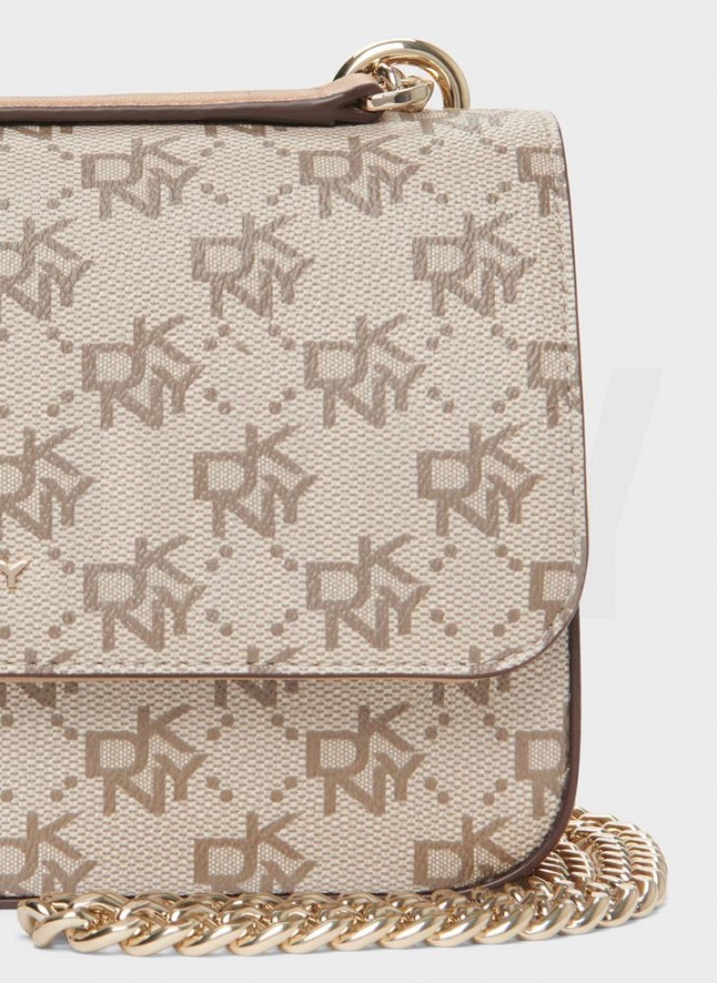 Khaki / Brown Women's DKNY Sina Flap Shoulder Bags | Australia-D0183