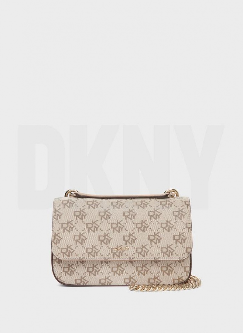 Khaki / Brown Women\'s DKNY Sina Flap Shoulder Bags | Australia-D0183