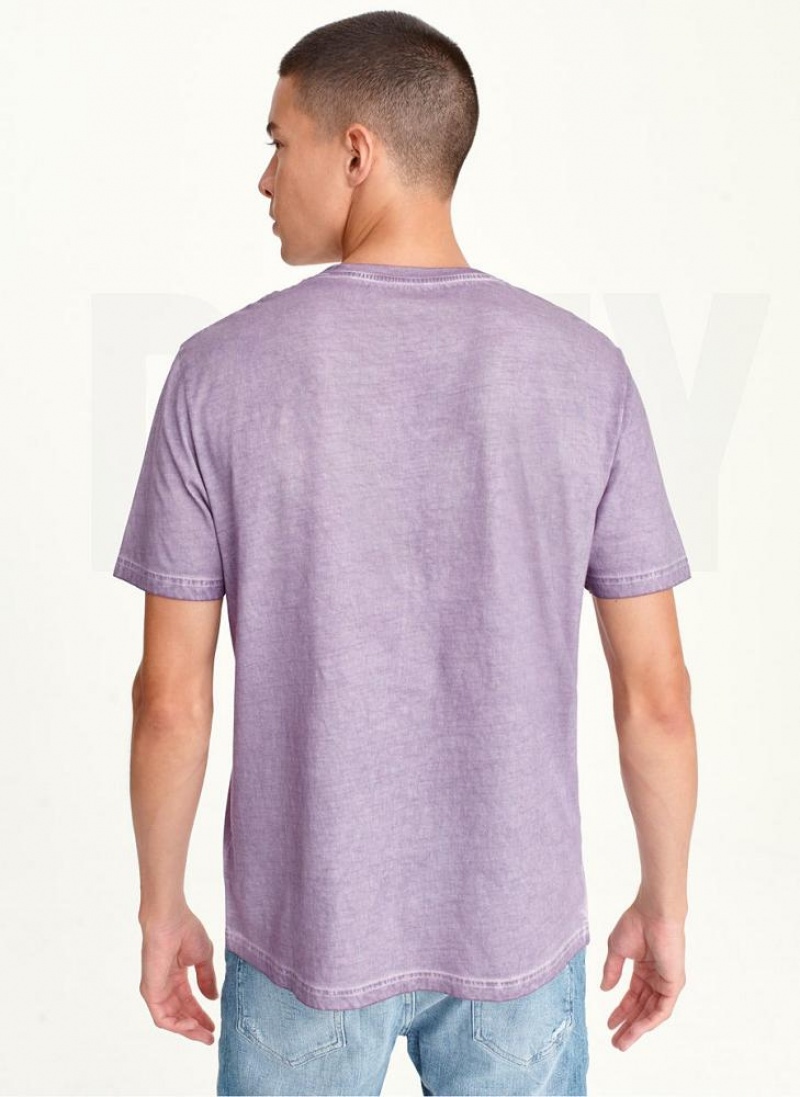 Lavender Men's DKNY TONAL BOX MINERAL WASH T Shirts | Australia-D0543