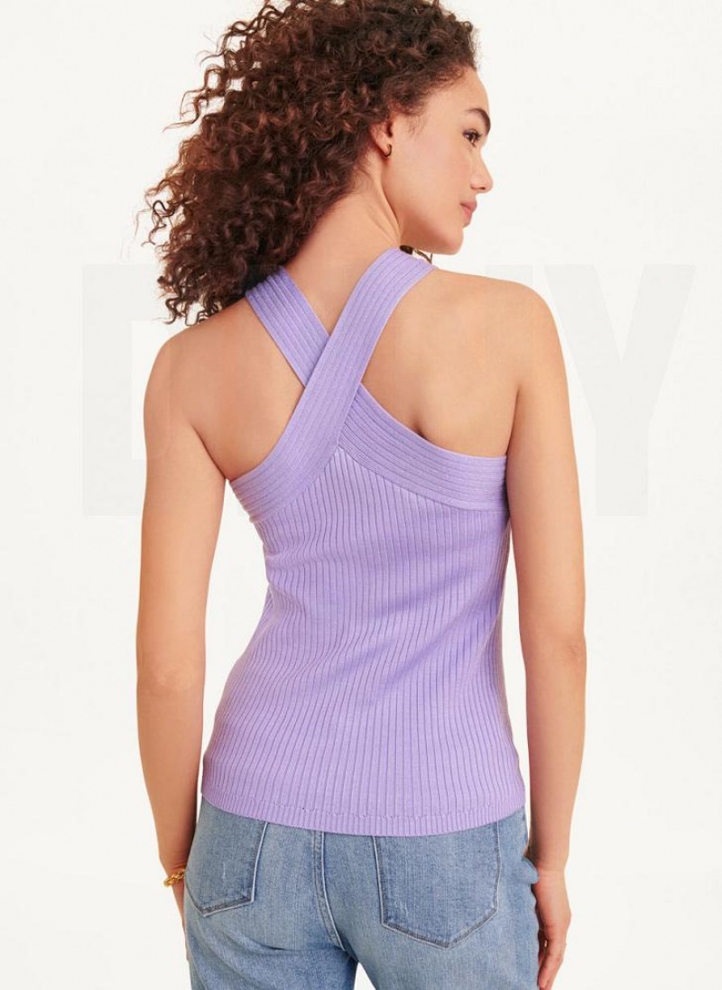 Lavender Women's DKNY Sleeveless Crossover Sweaters | Australia-D0503