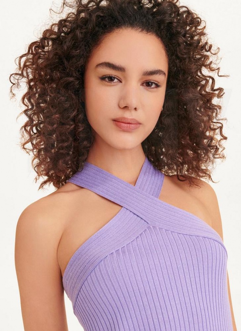 Lavender Women's DKNY Sleeveless Crossover Sweaters | Australia-D0503