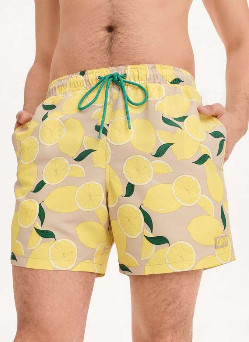 Lemon Men\'s DKNY Lemon Print Swims Shorts | Australia-D1906