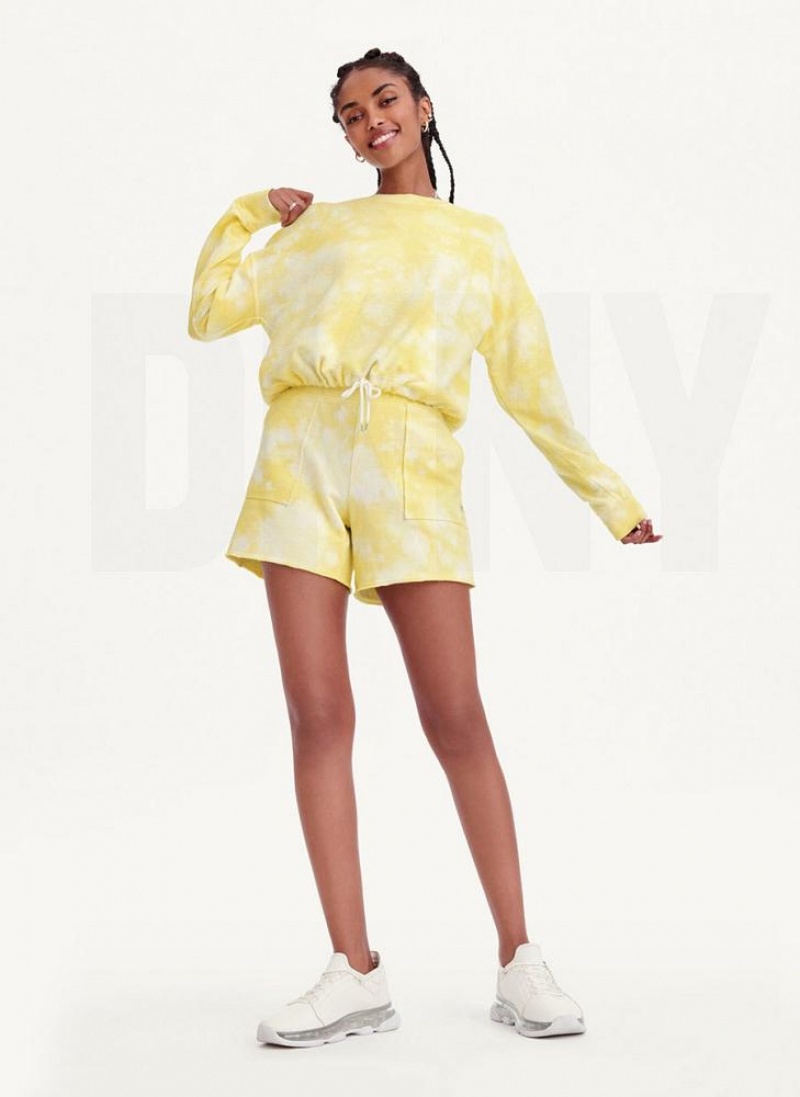 Lemon Women's DKNY Tie Dye Crew Neck Pullover With Tie Sweatshirts | Australia-D0558