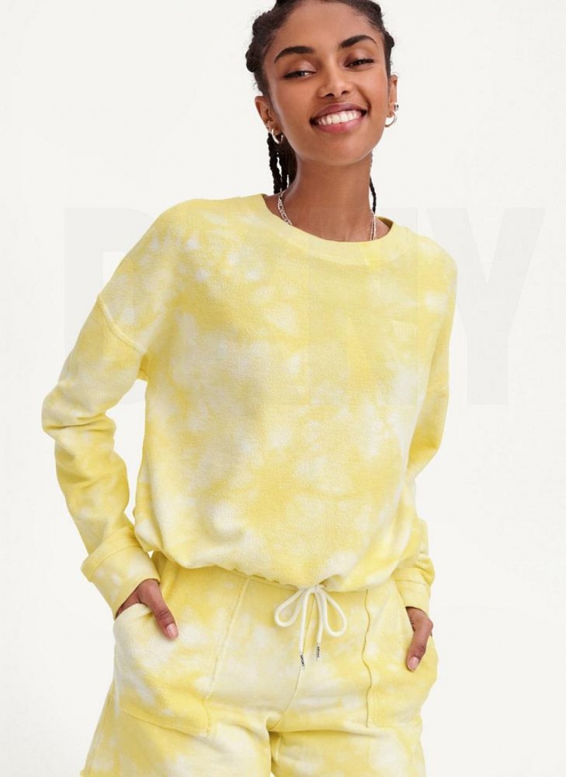 Lemon Women's DKNY Tie Dye Crew Neck Pullover With Tie Sweatshirts | Australia-D0558