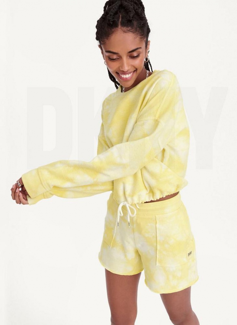 Lemon Women's DKNY Tie Dye Crew Neck Pullover With Tie Sweatshirts | Australia-D0558