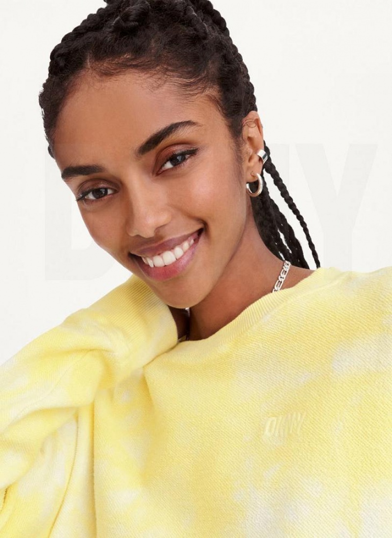Lemon Women's DKNY Tie Dye Crew Neck Pullover With Tie Sweatshirts | Australia-D0558