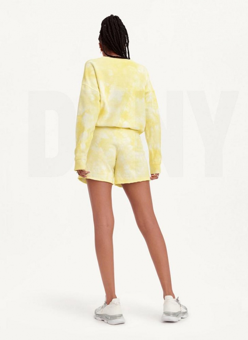 Lemon Women's DKNY Tie Dye Crew Neck Pullover With Tie Sweatshirts | Australia-D0558