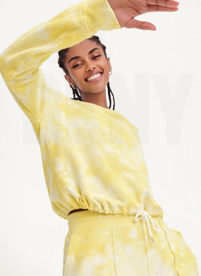 Lemon Women\'s DKNY Tie Dye Crew Neck Pullover With Tie Sweatshirts | Australia-D0558