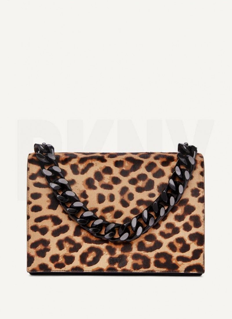 Leopard Women\'s DKNY Willow Chain Crossbody Bags | Australia-D1620