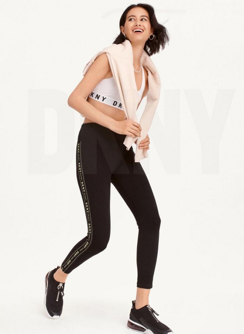 Light Green Women's DKNY High-waisted Logo Taping Leggings | Australia-D0150