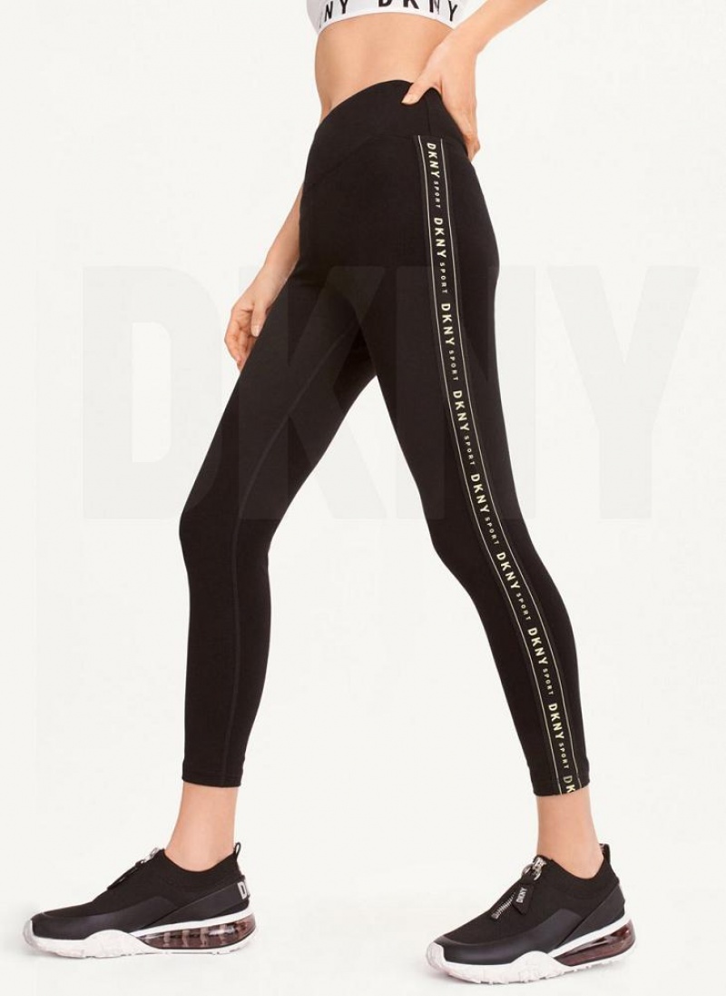 Light Green Women's DKNY High-waisted Logo Taping Leggings | Australia-D0150