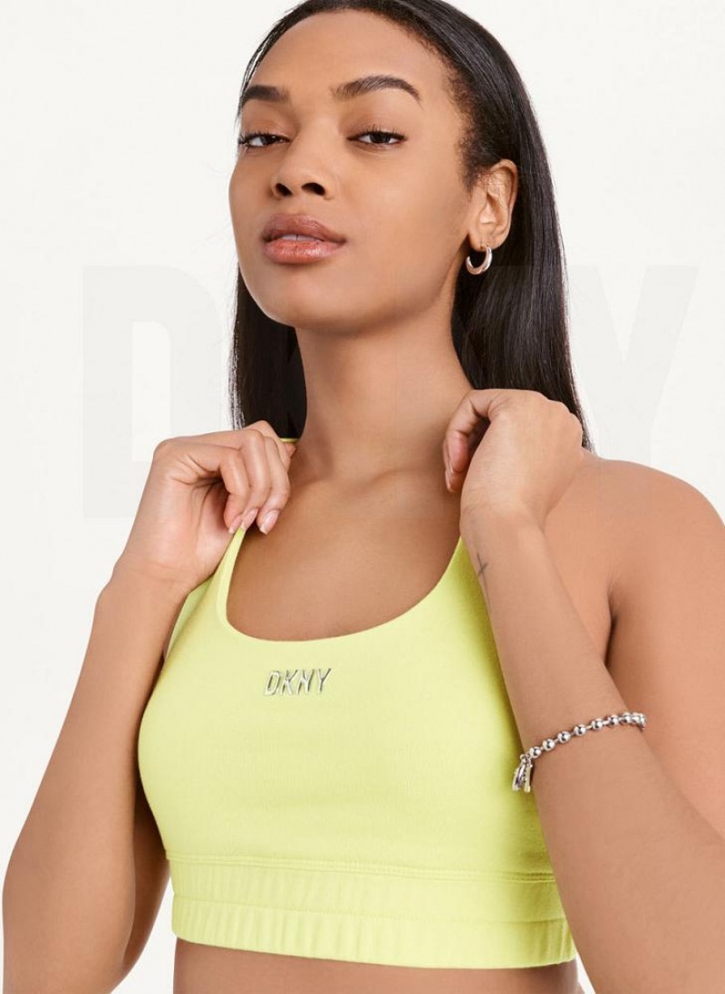 Light Green Women's DKNY Metallic Logo Bralette Tank Tops | Australia-D0399