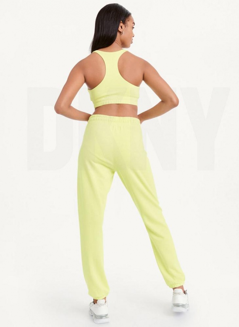 Light Green Women's DKNY Metallic Logo Joggers | Australia-D1686