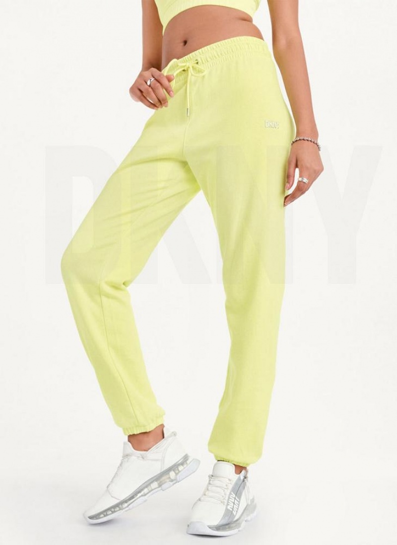 Light Green Women's DKNY Metallic Logo Joggers | Australia-D1686