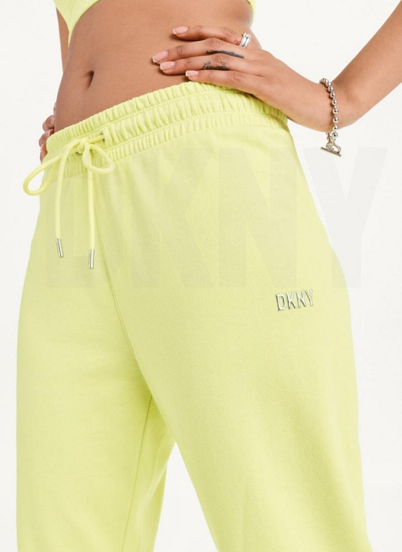 Light Green Women's DKNY Metallic Logo Joggers | Australia-D1686