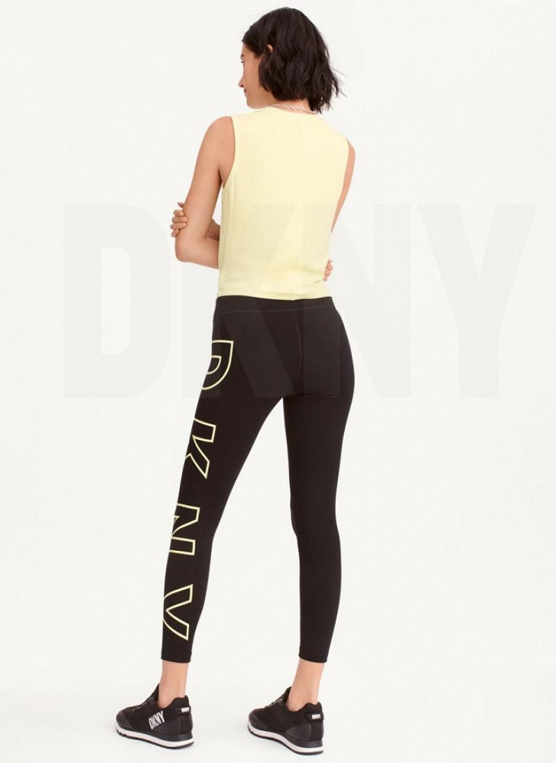 Light Green Women's DKNY Outline Logo Leggings | Australia-D0224