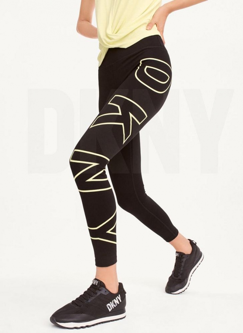 Light Green Women\'s DKNY Outline Logo Leggings | Australia-D0224