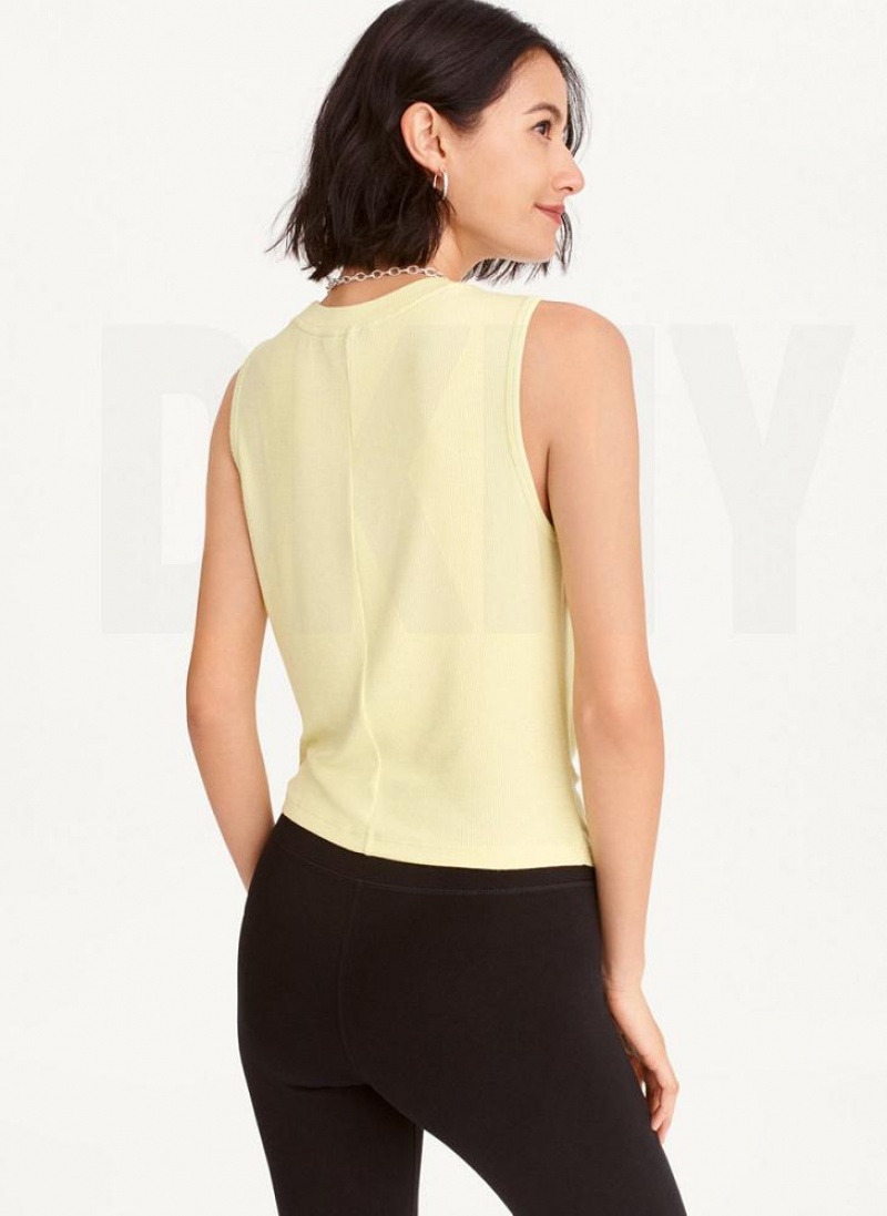 Light Green Women's DKNY Rib Twist Front Tank Tops | Australia-D1464