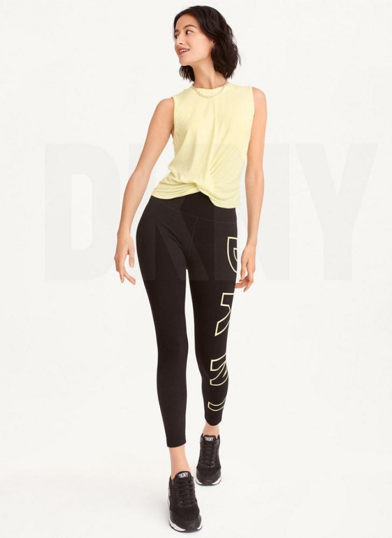 Light Green Women's DKNY Rib Twist Front Tank Tops | Australia-D1464