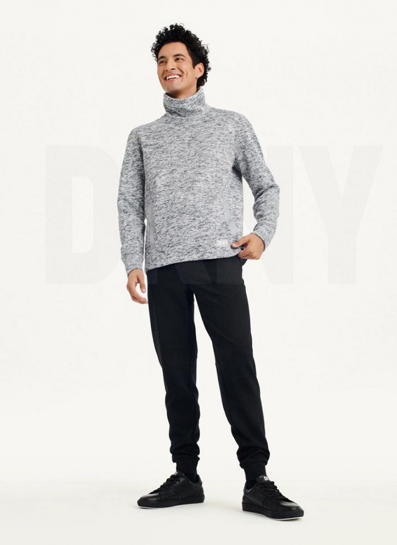Light Grey Men's DKNY Funnel Neck Pullover Sweatshirts | Australia-D0121