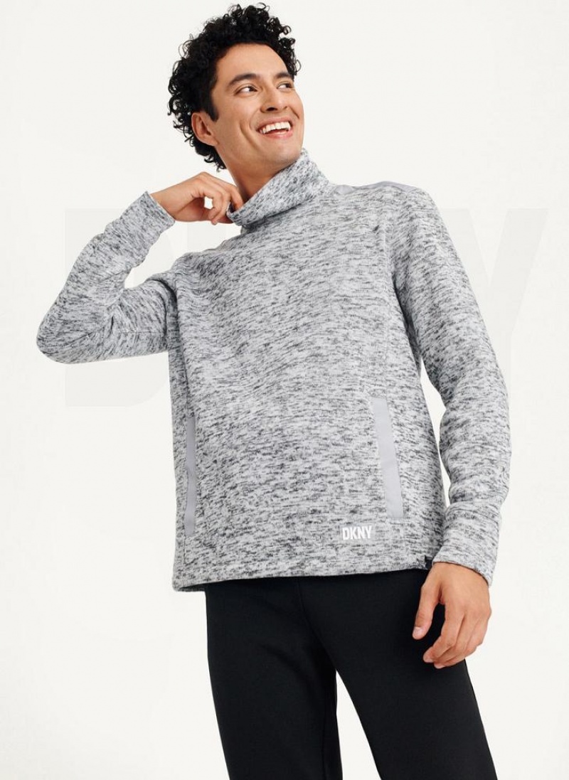 Light Grey Men's DKNY Funnel Neck Pullover Sweatshirts | Australia-D0121