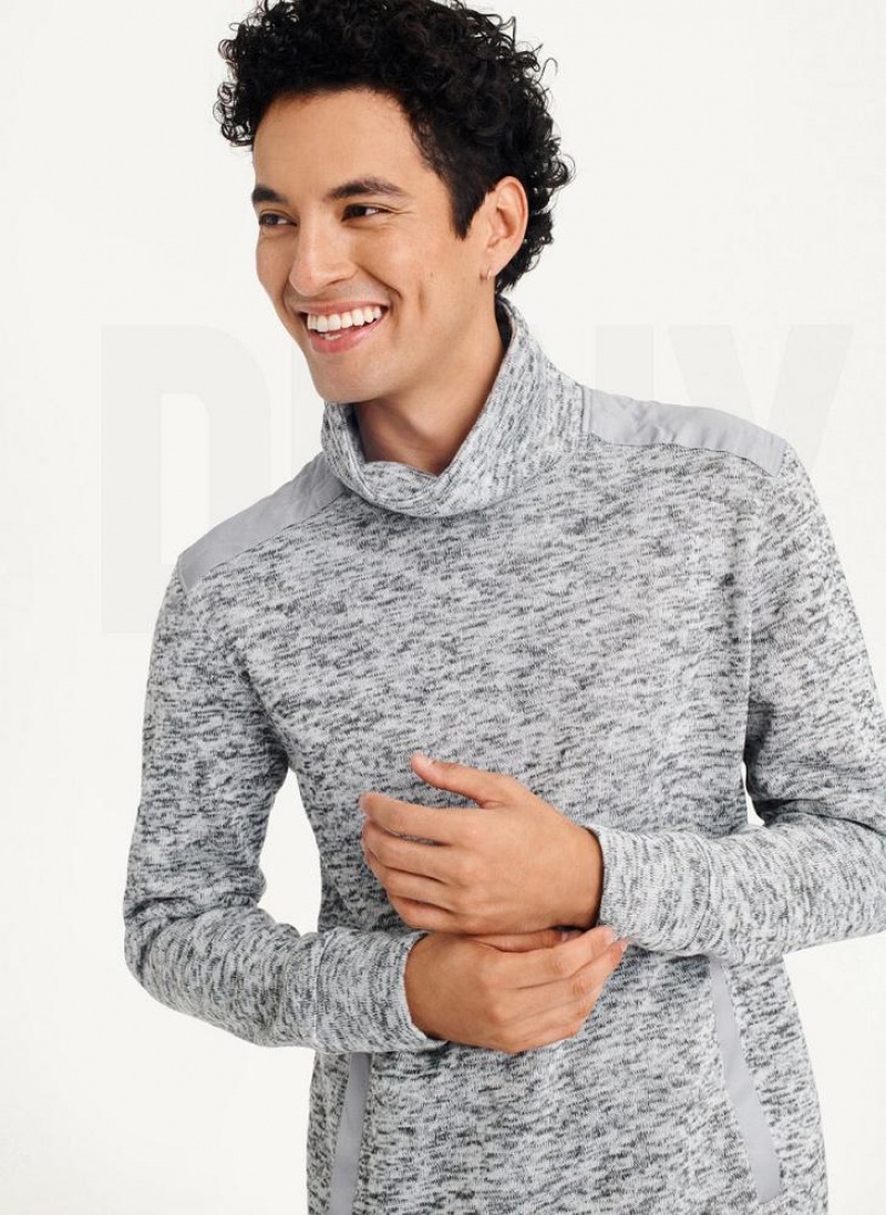 Light Grey Men's DKNY Funnel Neck Pullover Sweatshirts | Australia-D0121