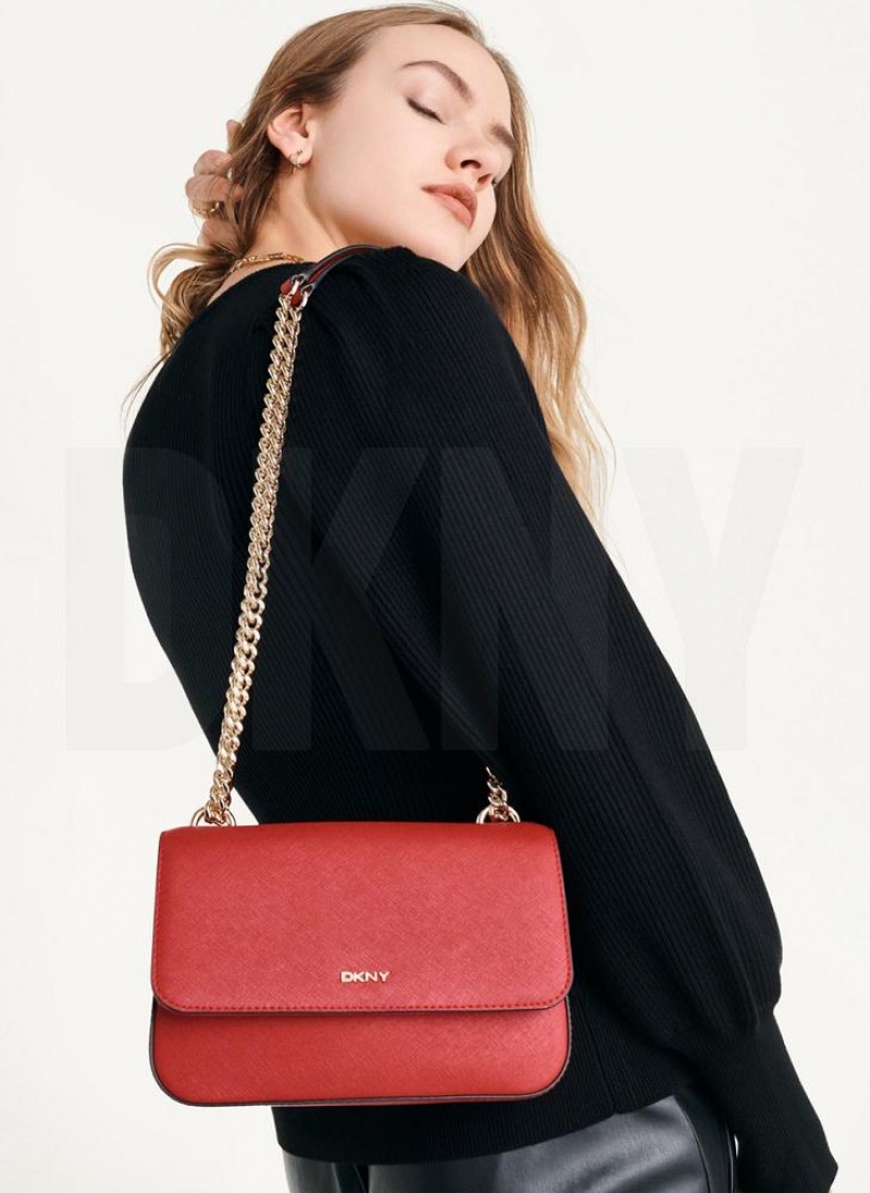 Light Red Women's DKNY Sina Flap Shoulder Bags | Australia-D0922