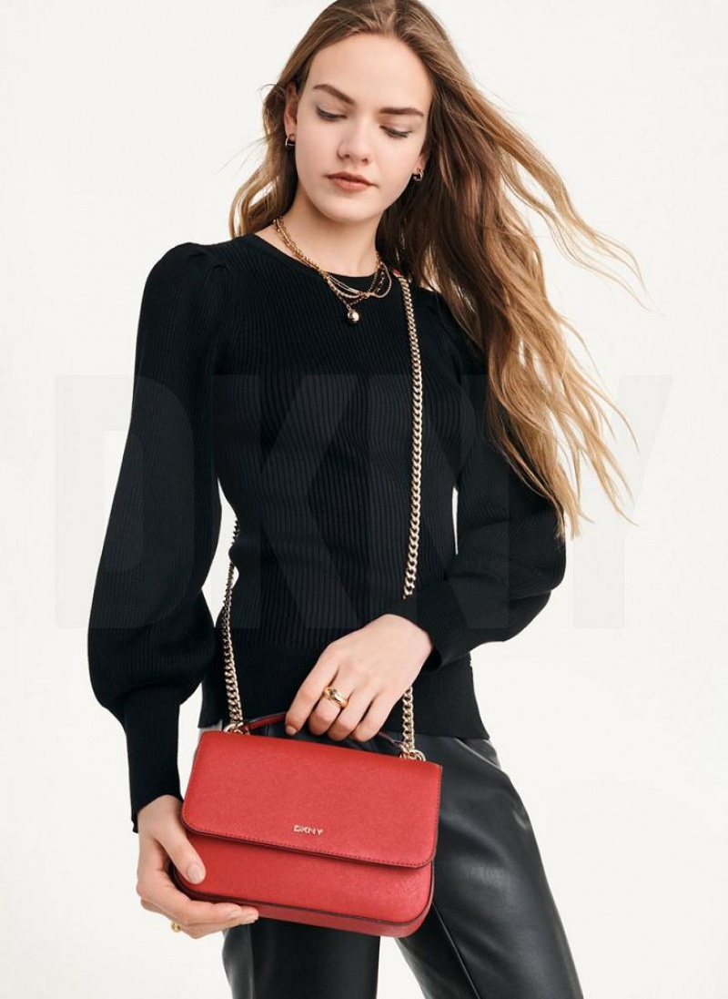 Light Red Women\'s DKNY Sina Flap Shoulder Bags | Australia-D0922