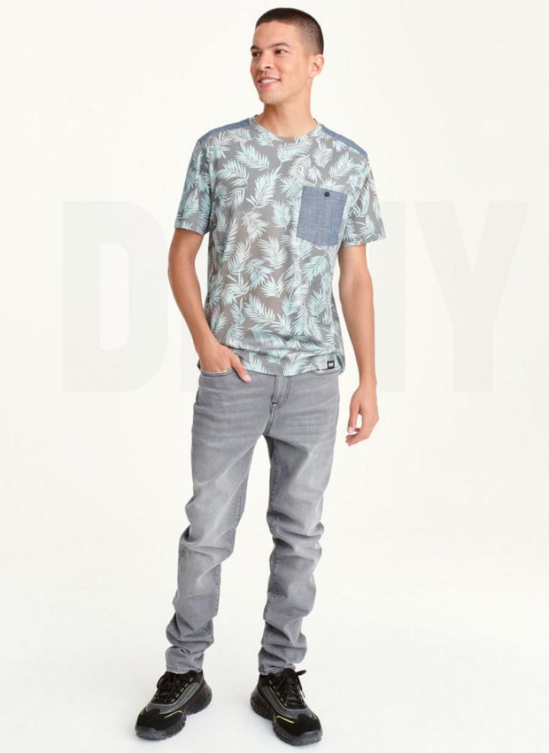 Mint Men's DKNY Palm Print Crew T Shirts | Australia-D0793