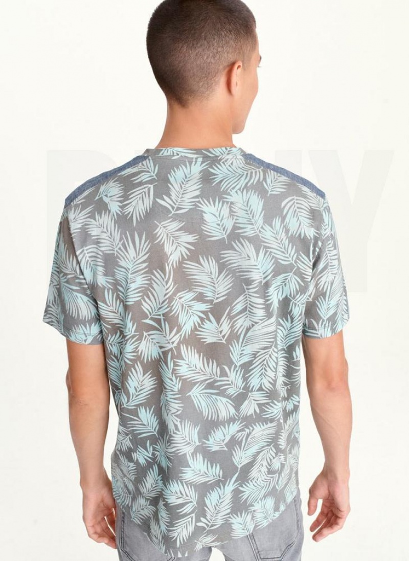 Mint Men's DKNY Palm Print Crew T Shirts | Australia-D0793