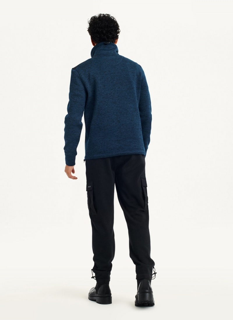 Navy Men's DKNY Funnel Neck Pullover Sweatshirts | Australia-D1471